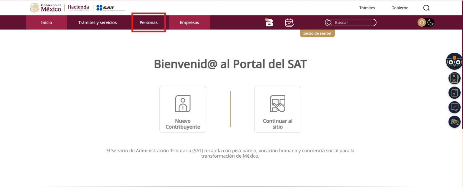 Select Personas in the top menu of the SAT portal