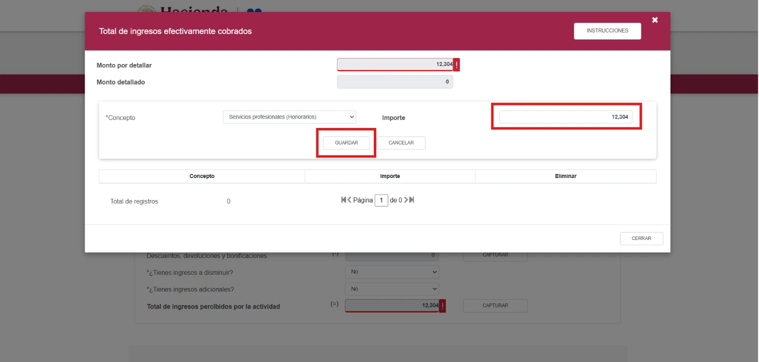Enter the amount of the income type