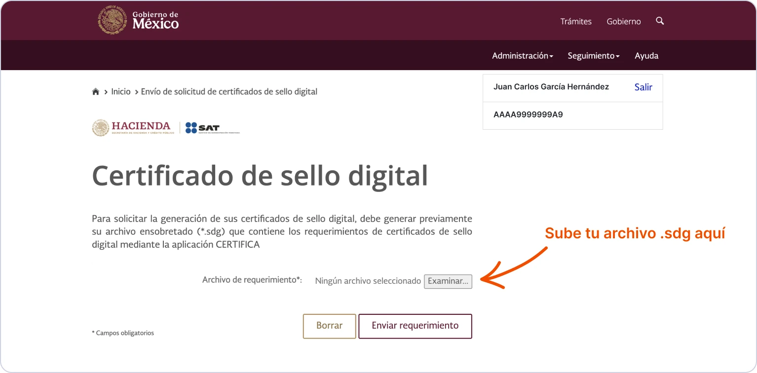 Instrucciones para enviar la solicitud del CSD