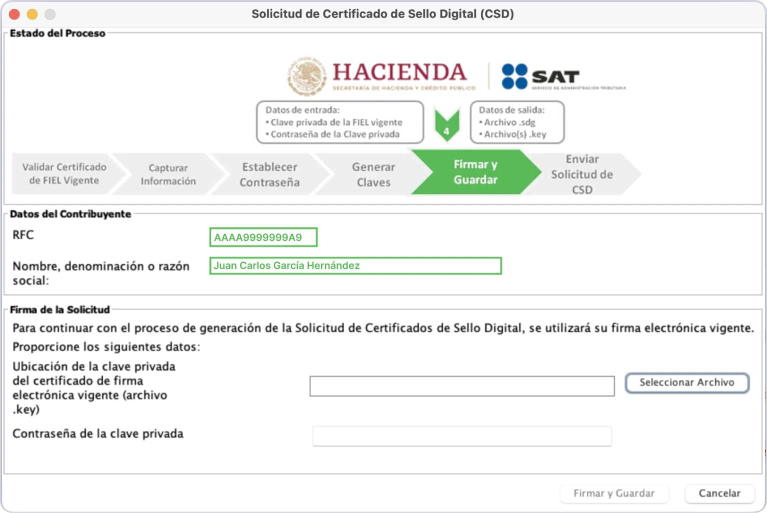 Instrucciones para firmar y guardar