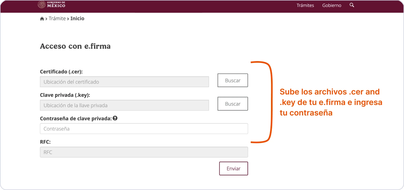 Inicia sesión en CertiSAT Web usando tu e.firma
